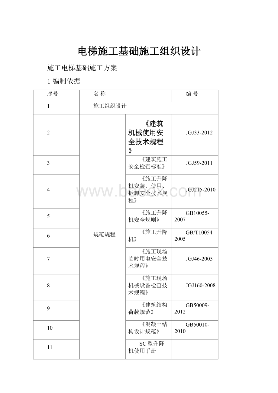 电梯施工基础施工组织设计.docx