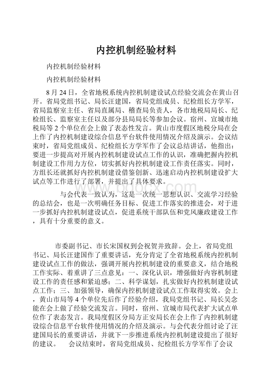 内控机制经验材料.docx