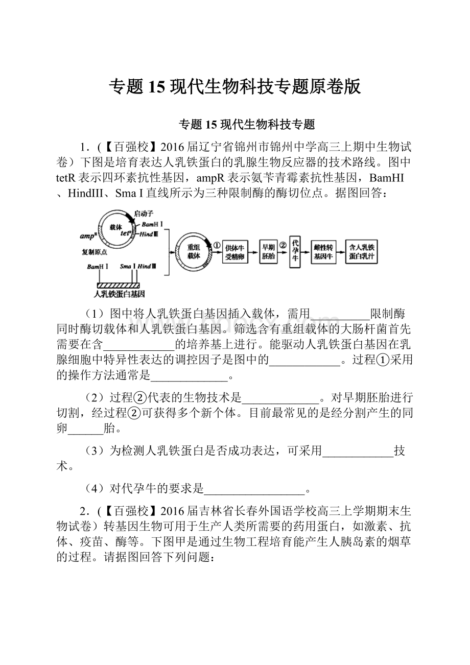 专题15 现代生物科技专题原卷版.docx