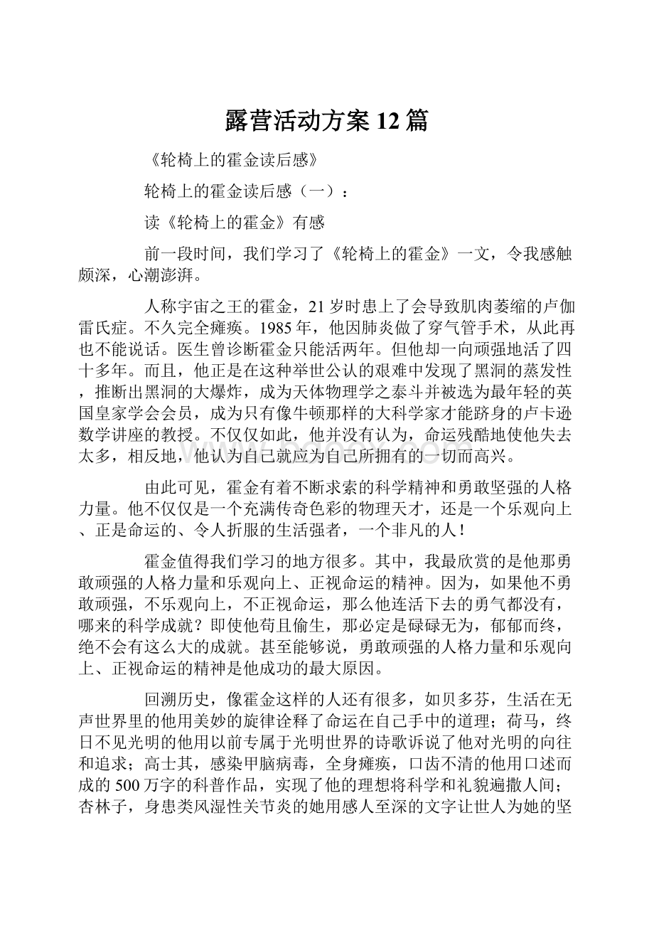 露营活动方案12篇.docx_第1页