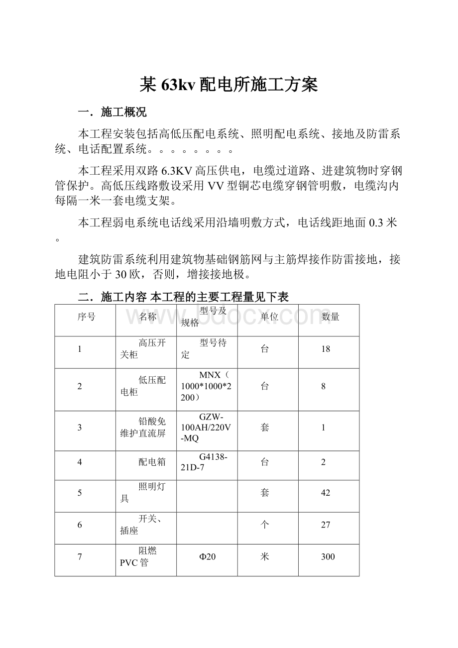 某63kv配电所施工方案.docx