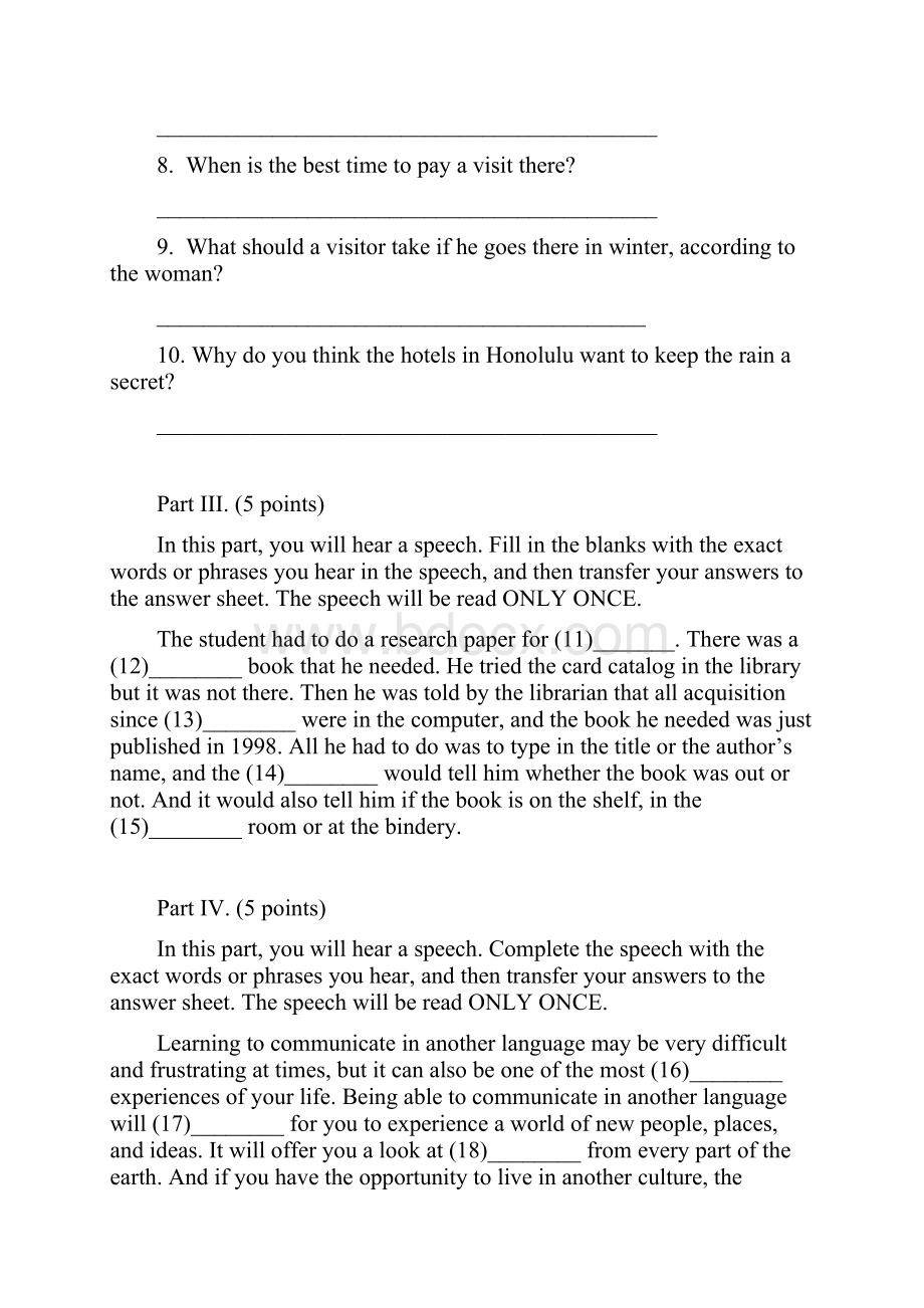 第五届全国高师学生英语教师职业技能竞赛初赛二级试题卷.docx_第2页