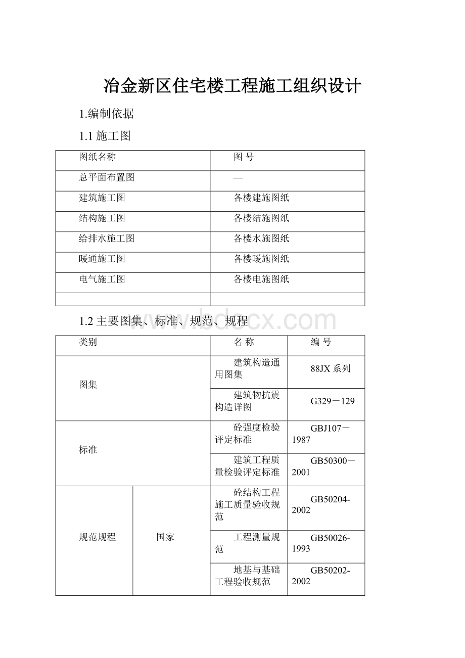 冶金新区住宅楼工程施工组织设计.docx