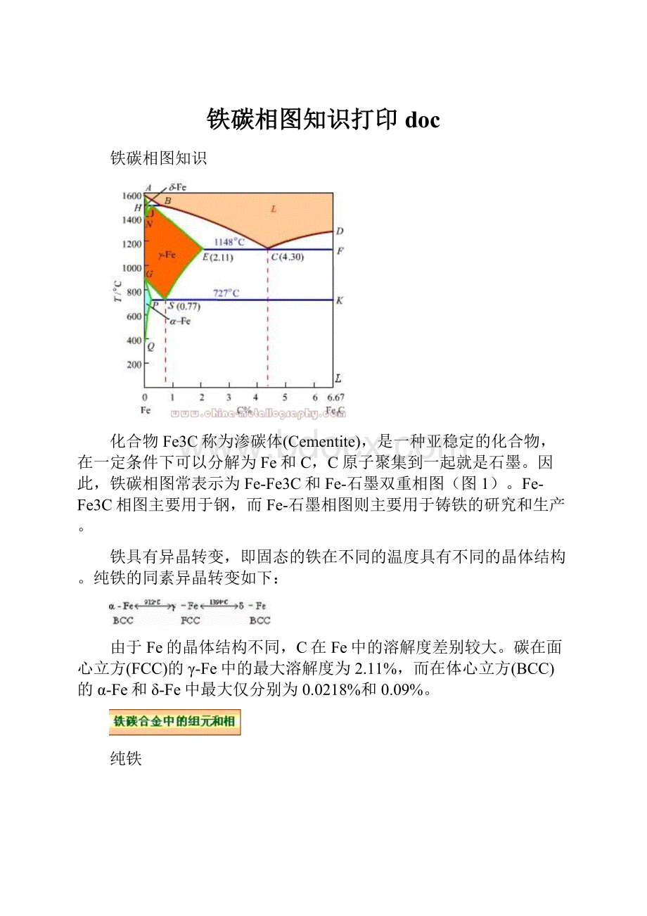 铁碳相图知识打印doc.docx