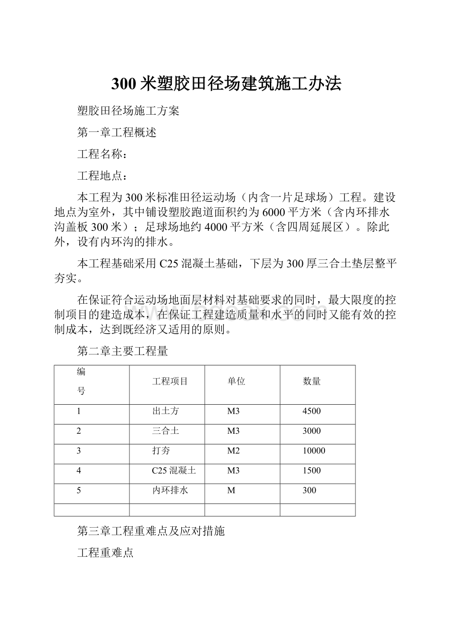 300米塑胶田径场建筑施工办法.docx