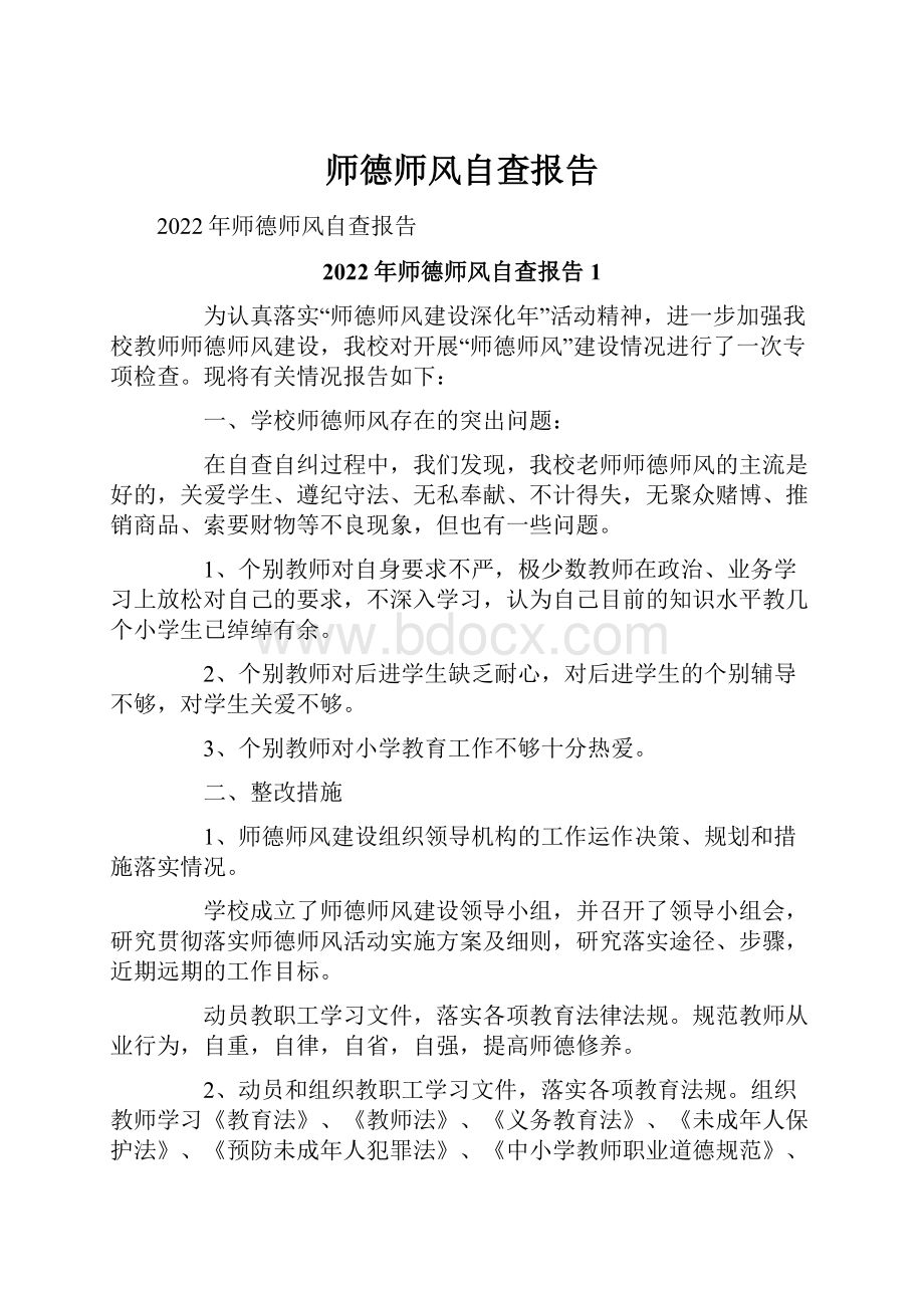 师德师风自查报告.docx