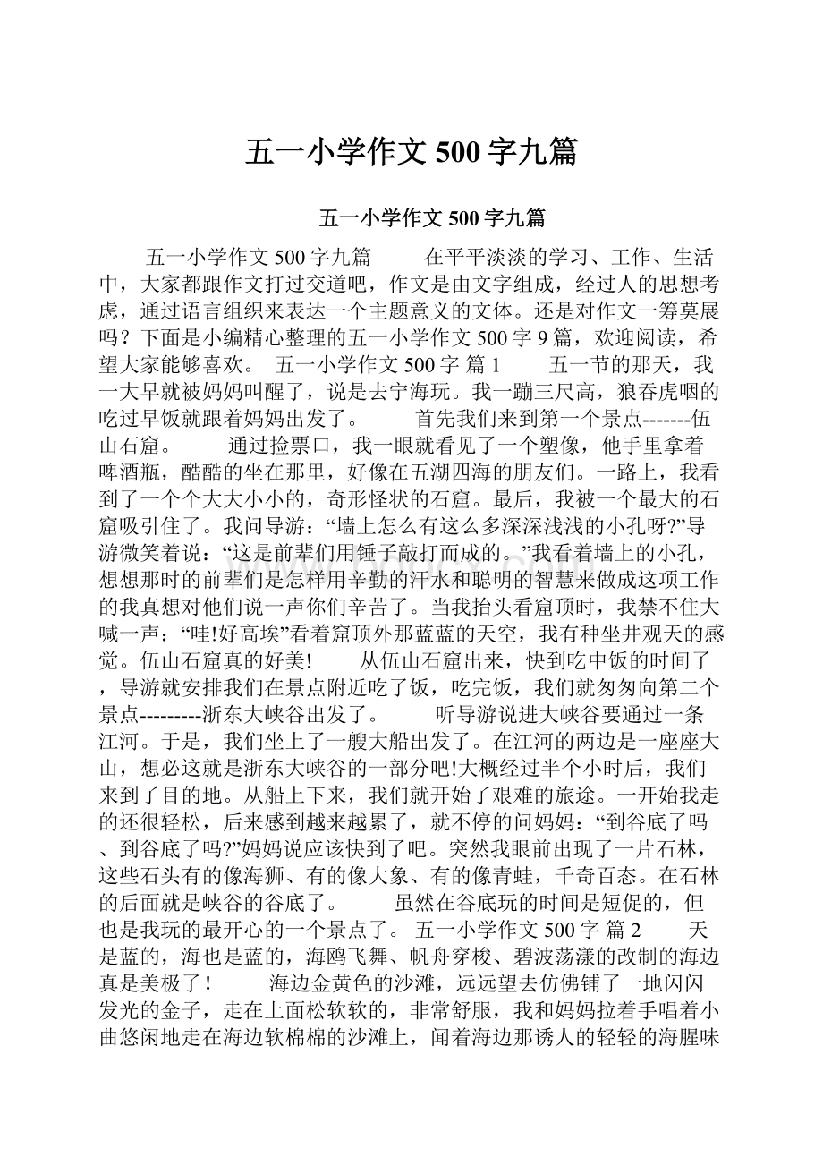 五一小学作文500字九篇.docx