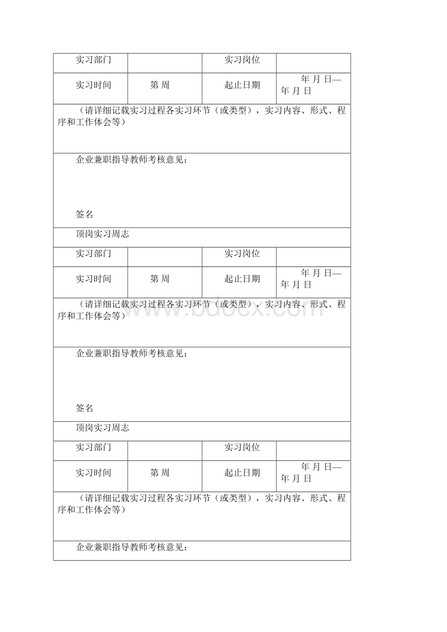 学生顶岗实习周志及考核评定表.docx_第3页