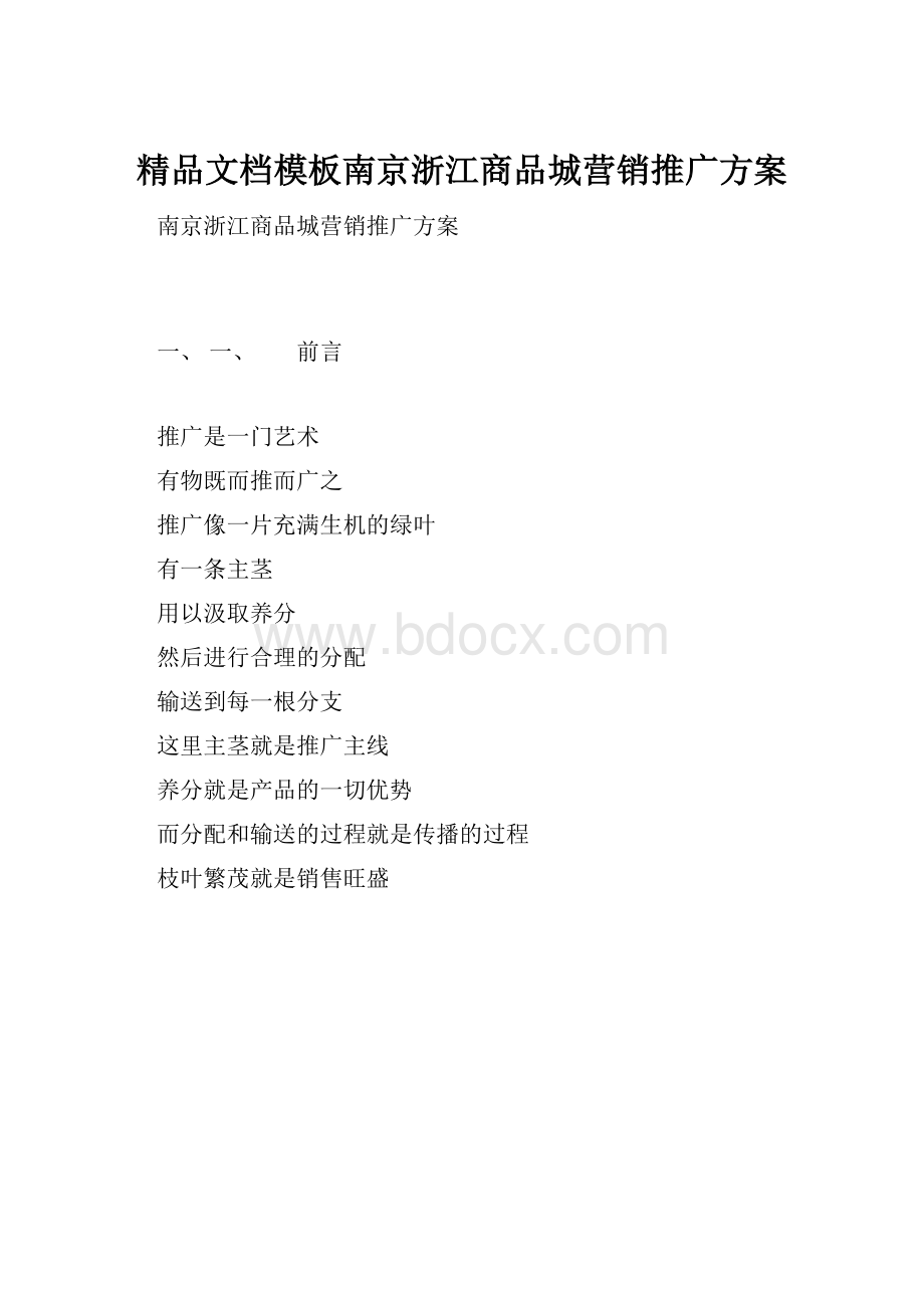 精品文档模板南京浙江商品城营销推广方案.docx