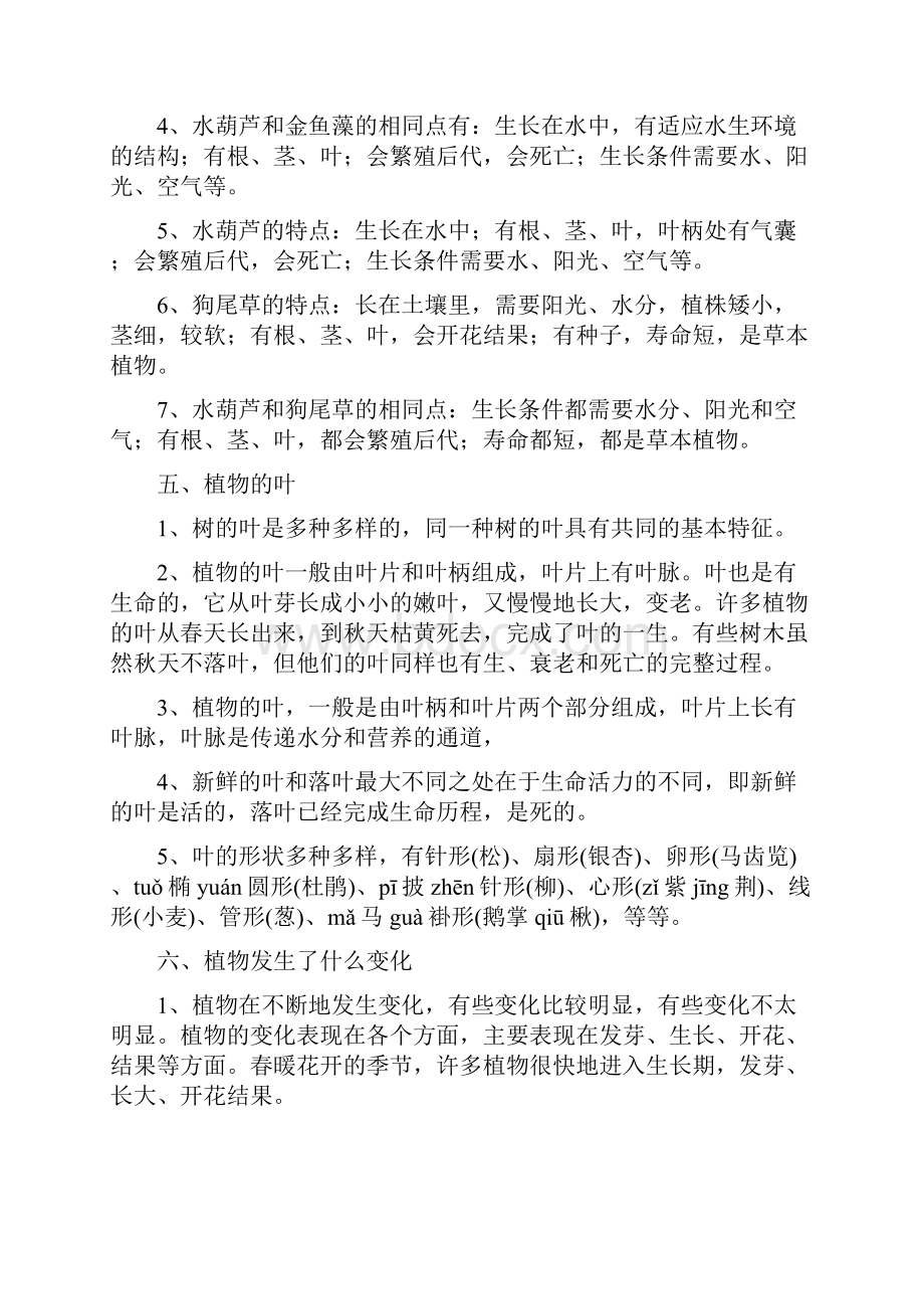 三年级 《科学》上册复习资料 第一单元植物 我看到了什么.docx_第3页