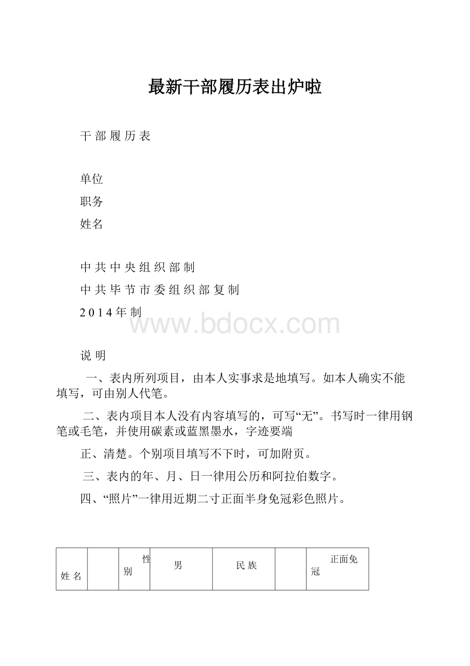 最新干部履历表出炉啦.docx