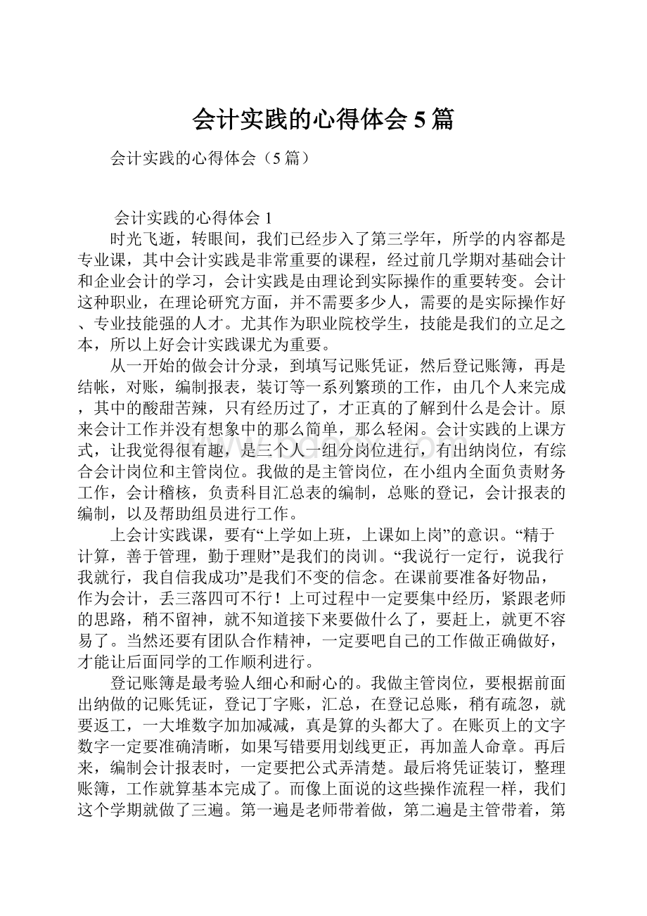 会计实践的心得体会5篇.docx