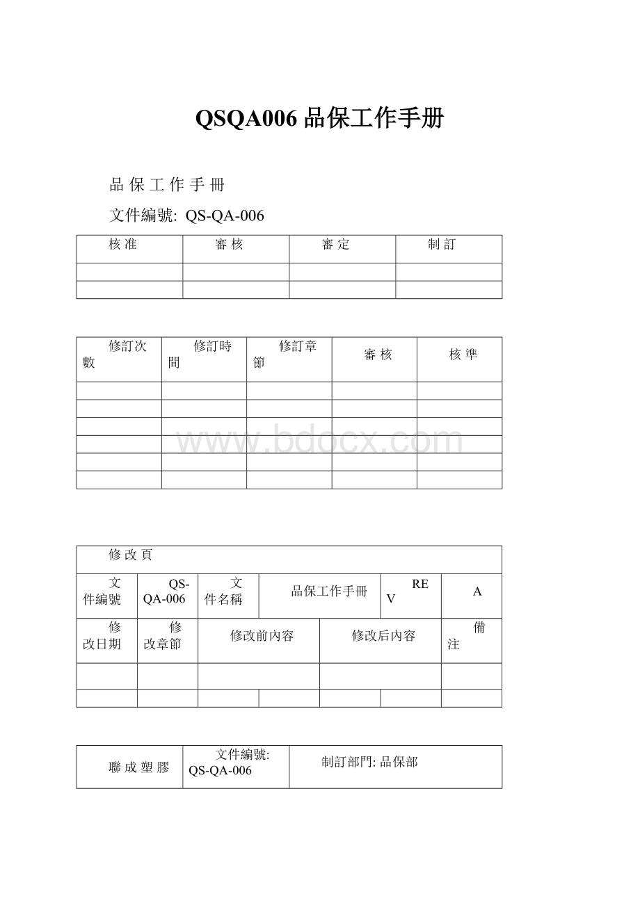 QSQA006品保工作手册.docx