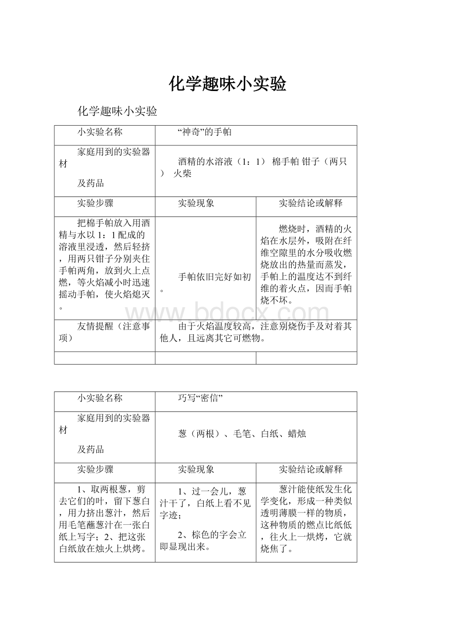 化学趣味小实验.docx