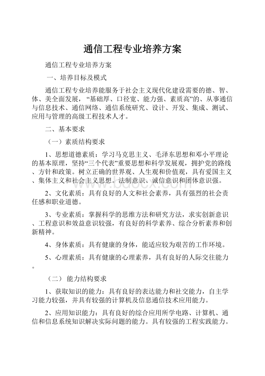 通信工程专业培养方案.docx