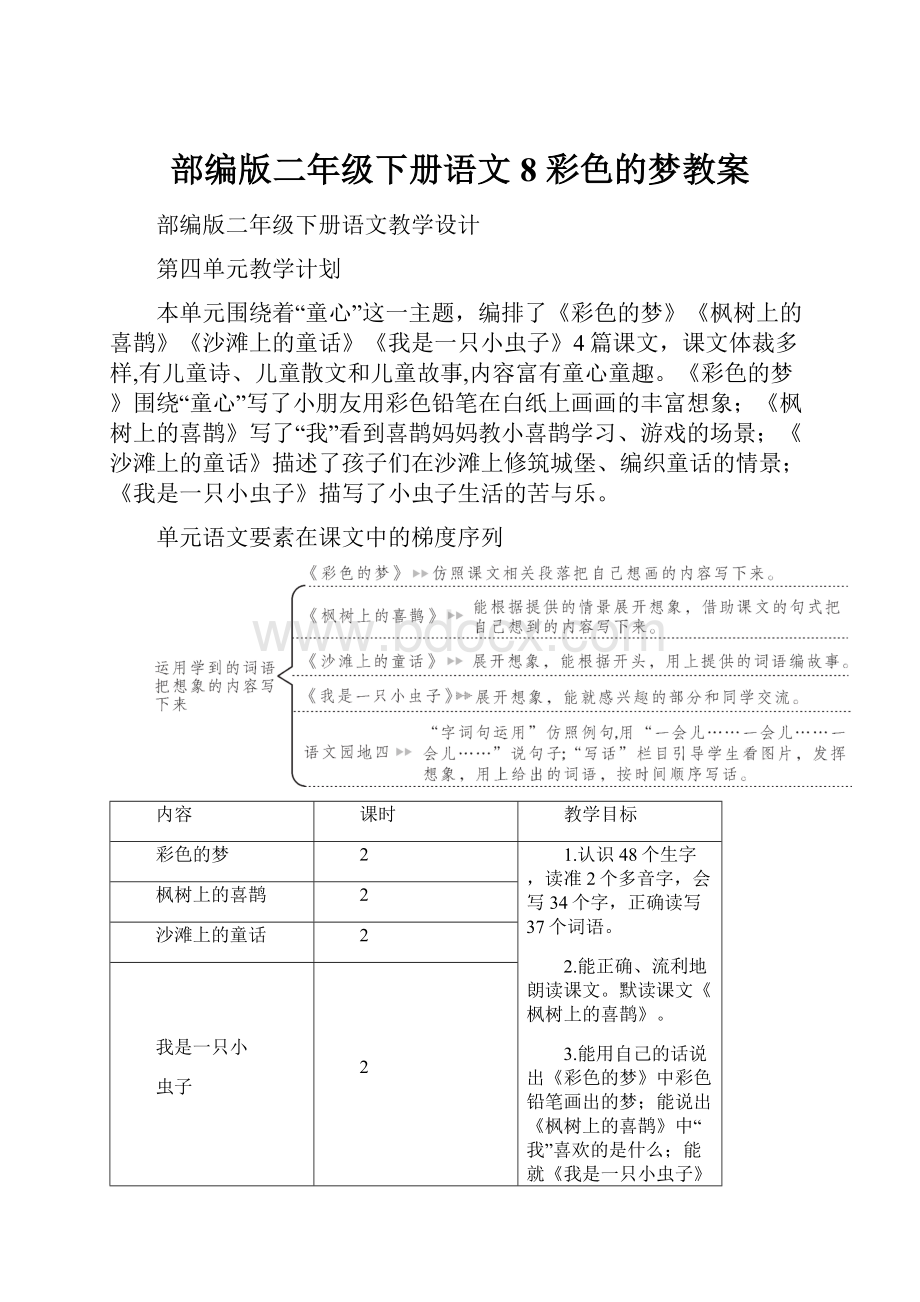 部编版二年级下册语文8 彩色的梦教案.docx