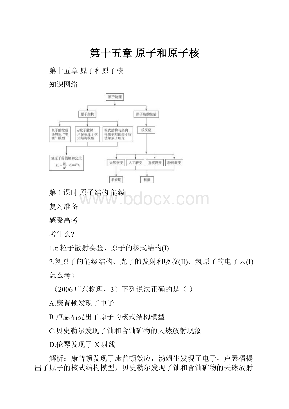 第十五章原子和原子核.docx