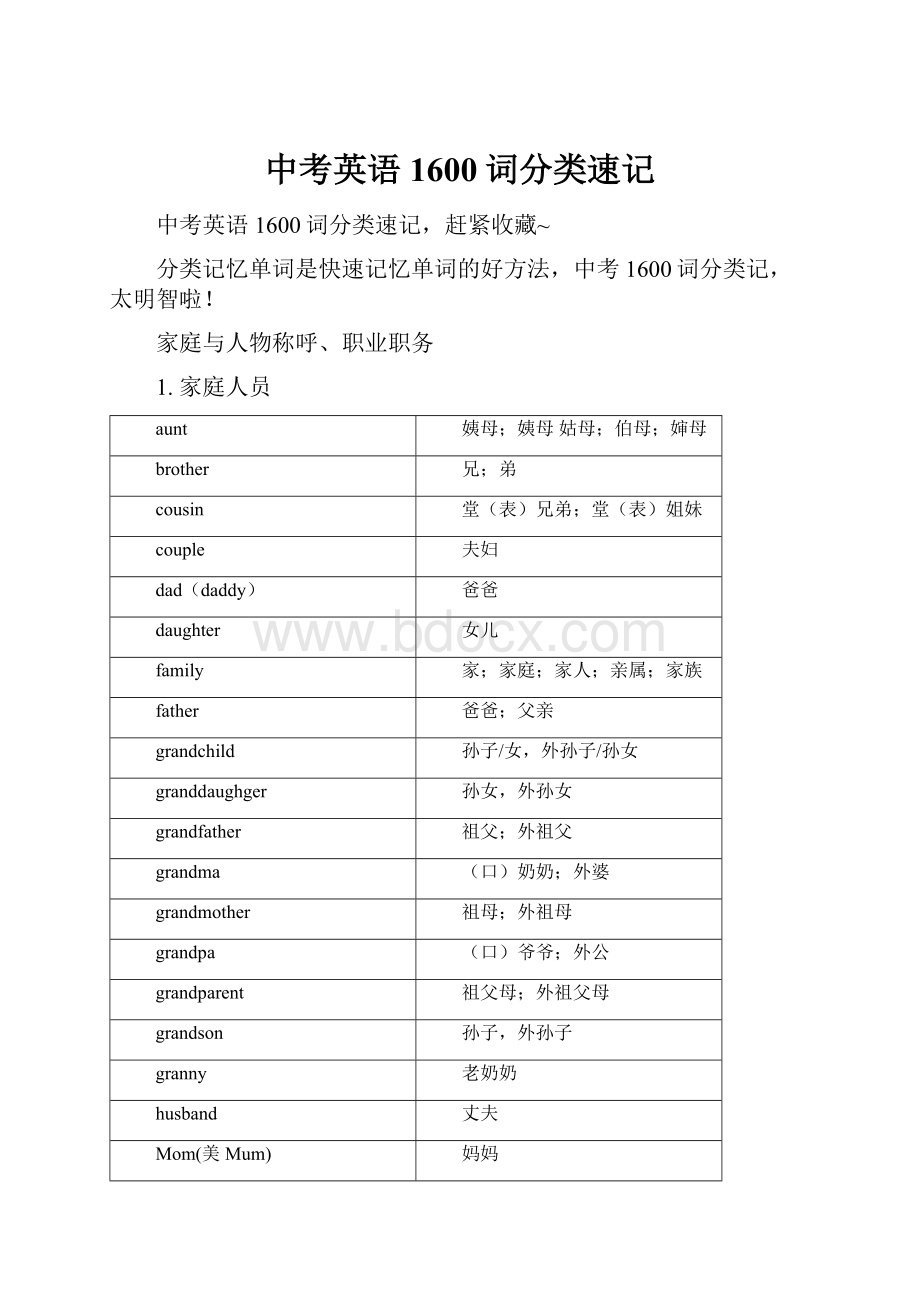 中考英语1600词分类速记.docx