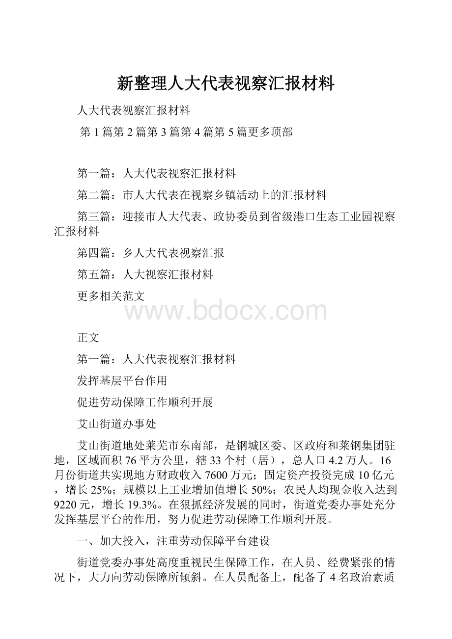 新整理人大代表视察汇报材料.docx