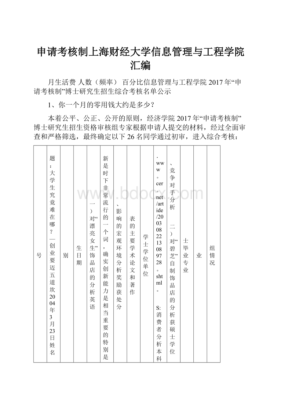 申请考核制上海财经大学信息管理与工程学院汇编.docx