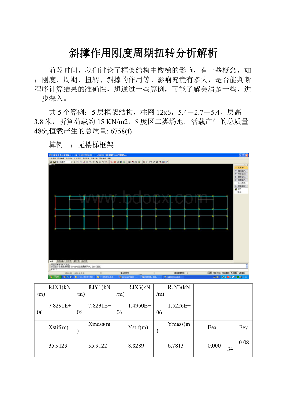 斜撑作用刚度周期扭转分析解析.docx