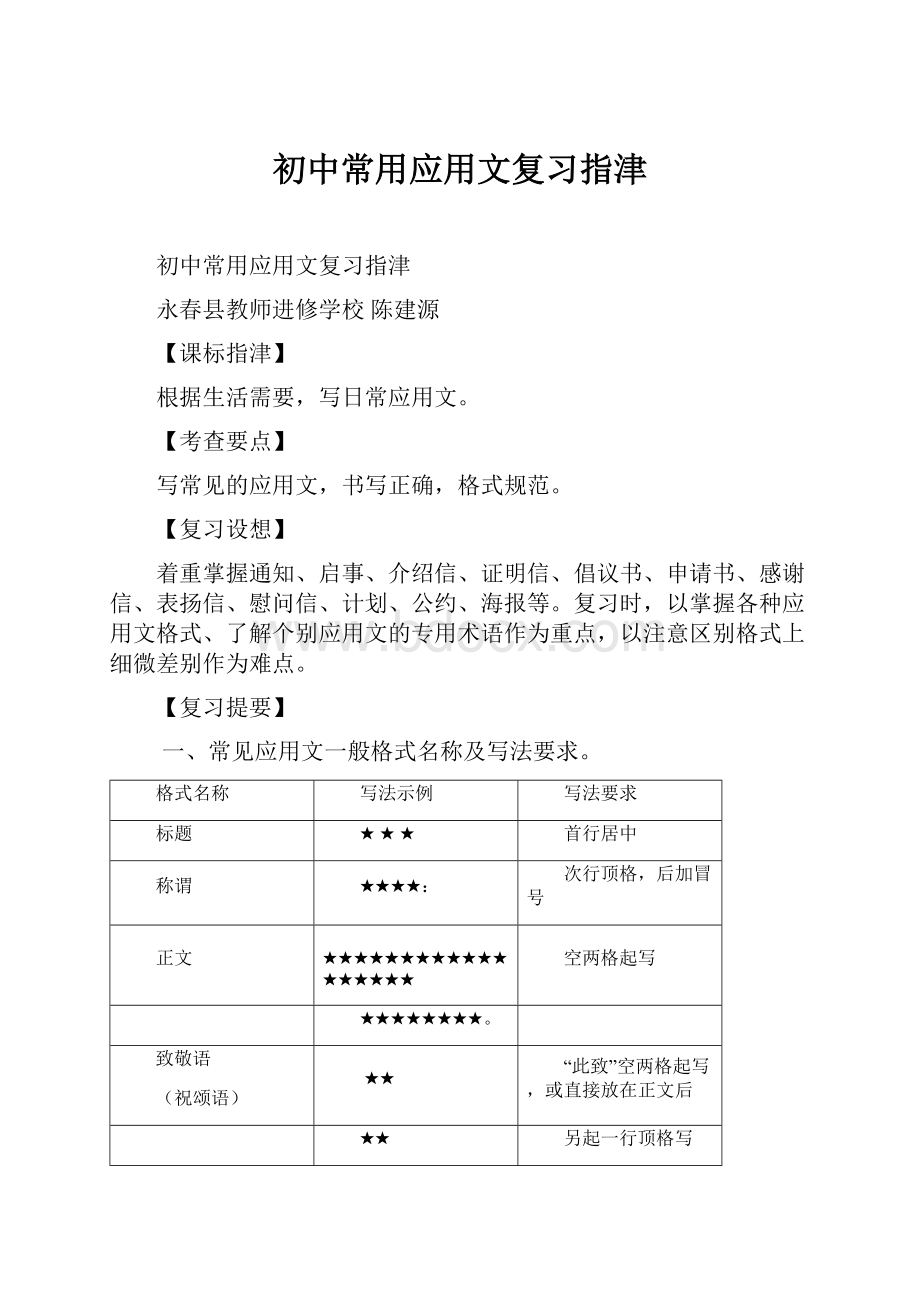 初中常用应用文复习指津.docx