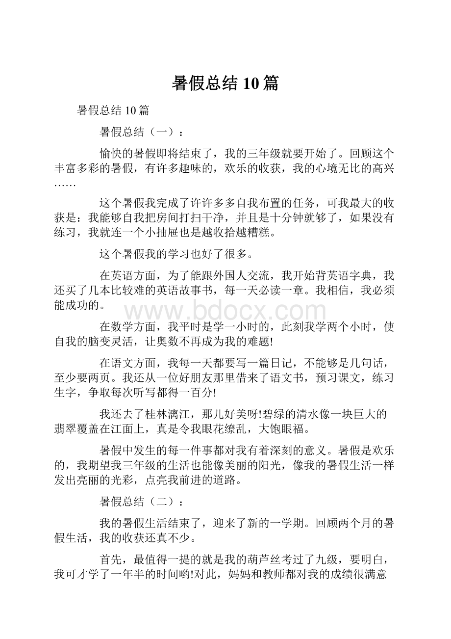 暑假总结10篇.docx