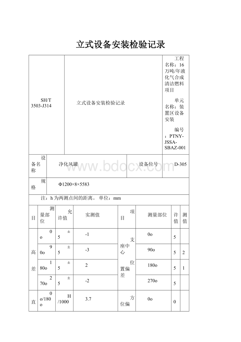 立式设备安装检验记录.docx