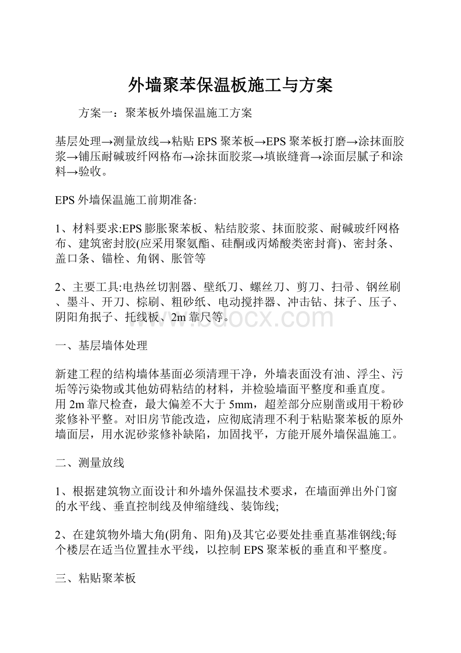 外墙聚苯保温板施工与方案.docx