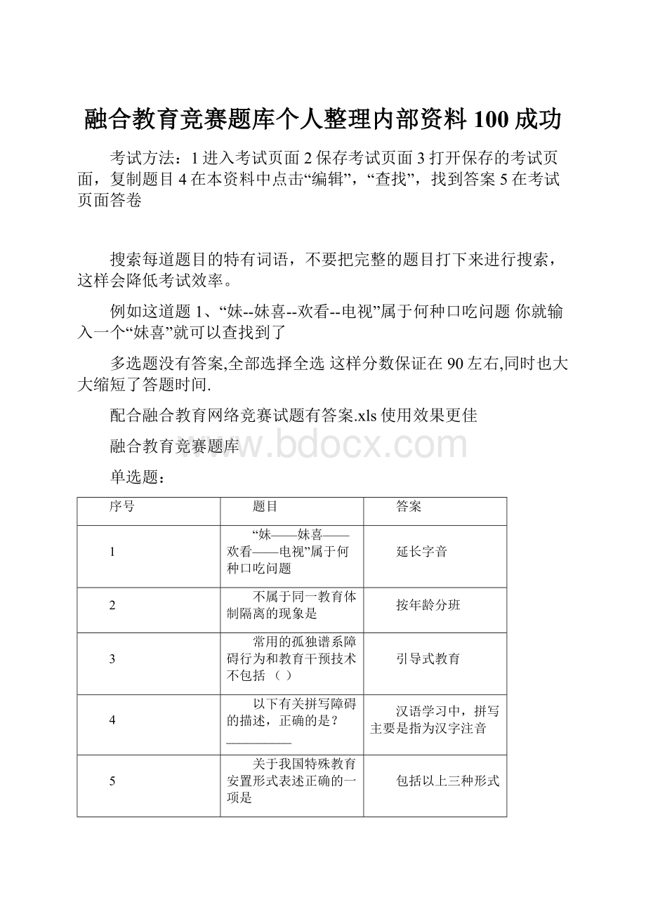 融合教育竞赛题库个人整理内部资料100成功.docx_第1页