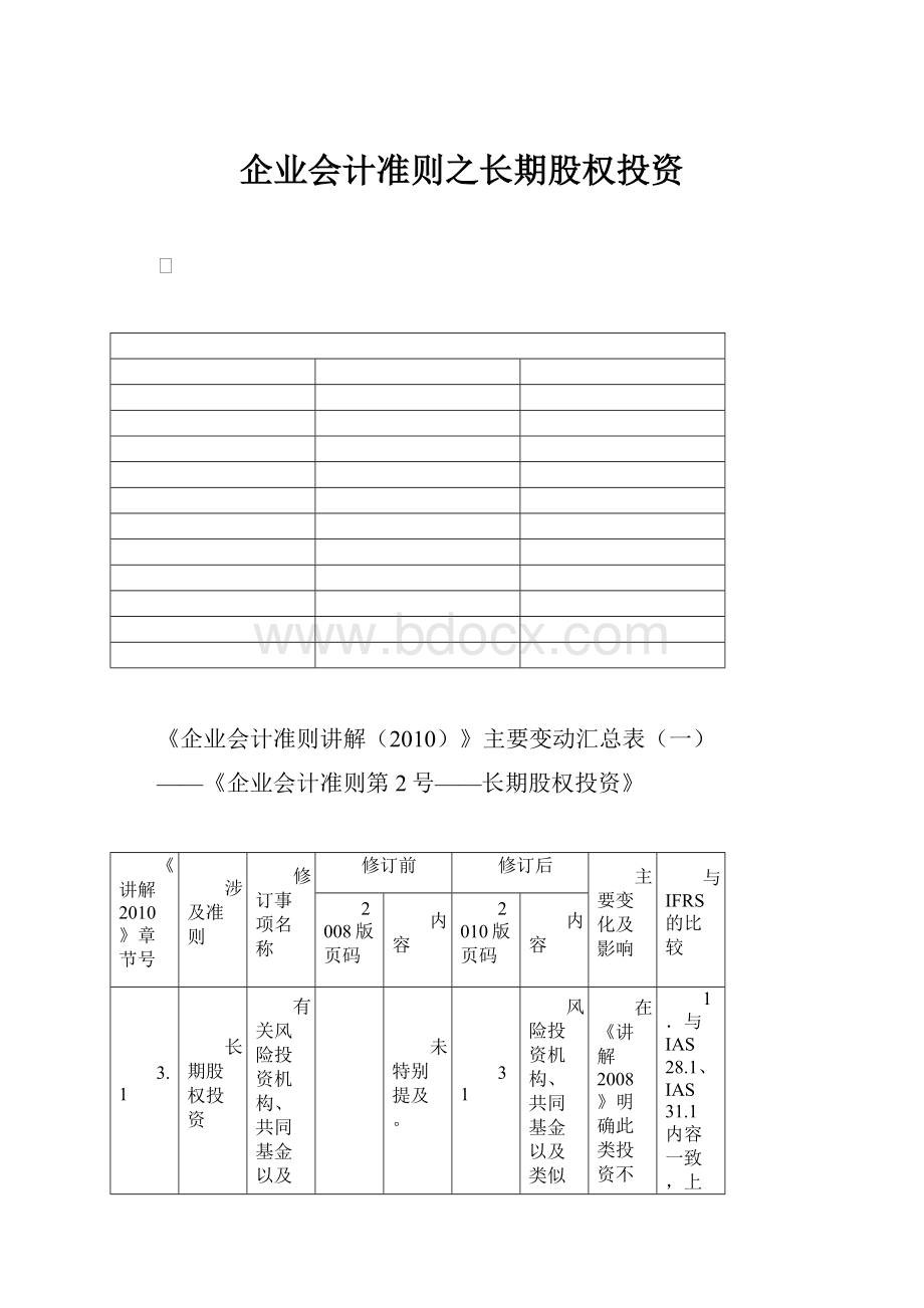 企业会计准则之长期股权投资.docx