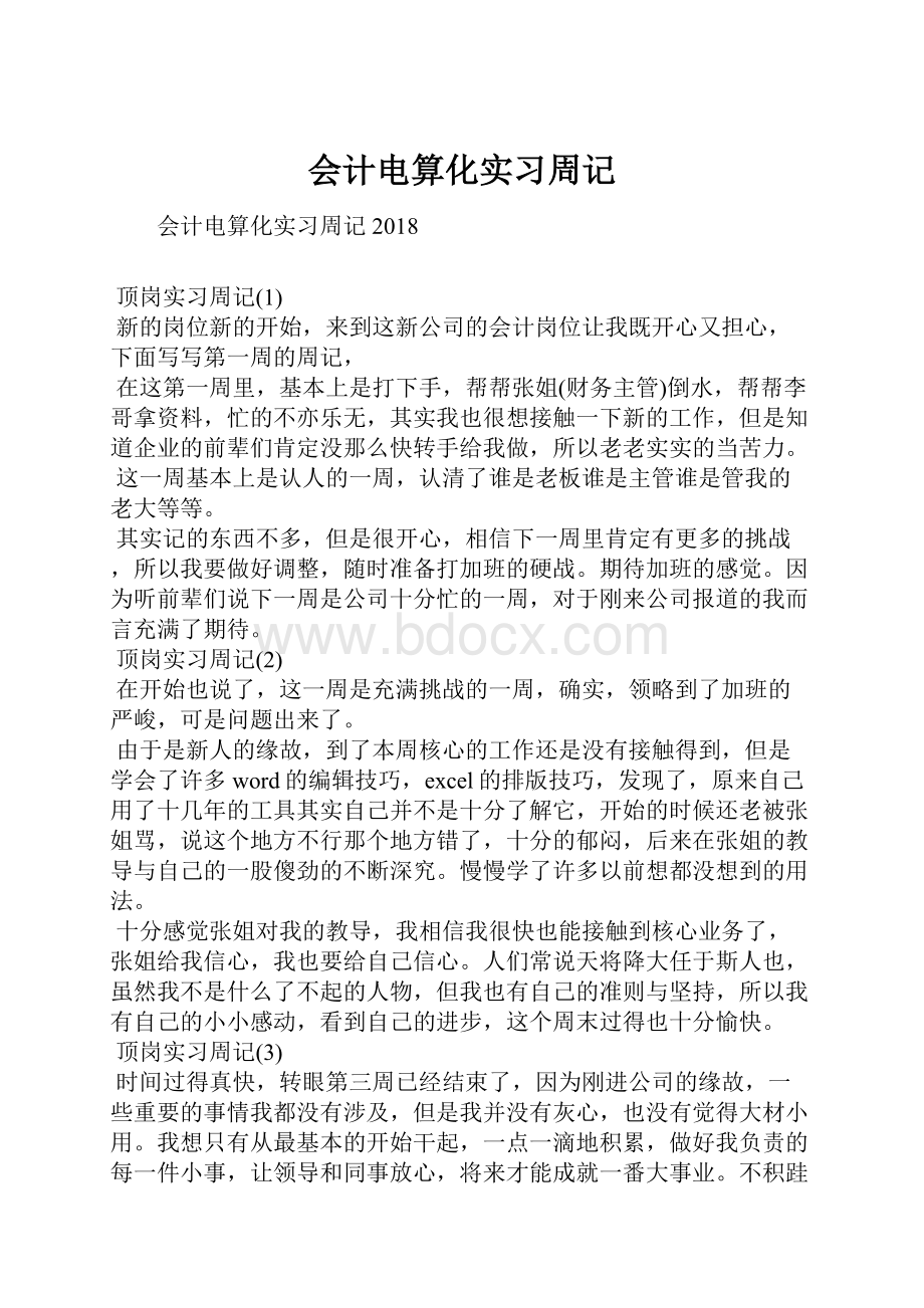 会计电算化实习周记.docx