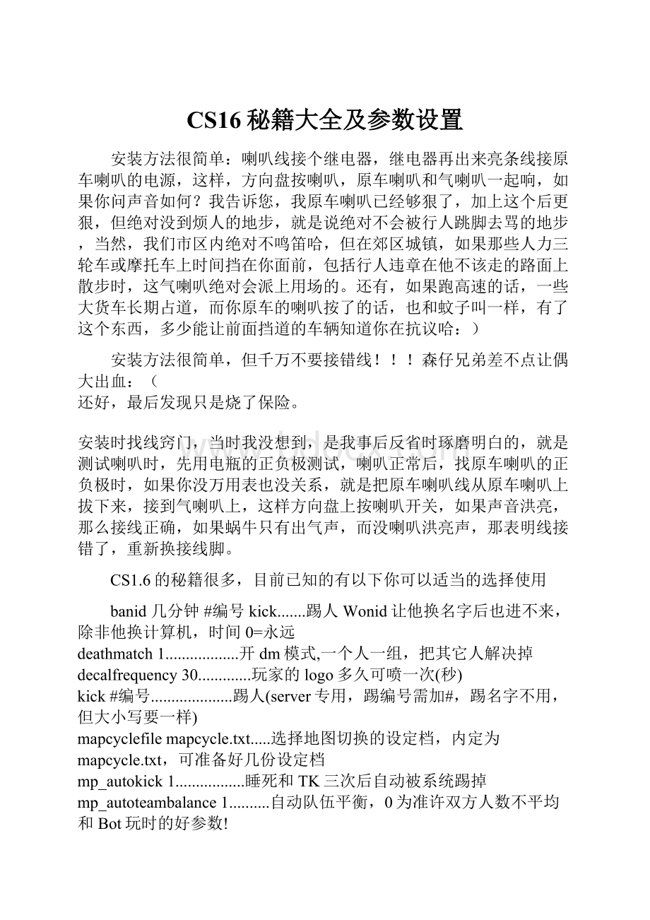 CS16秘籍大全及参数设置.docx