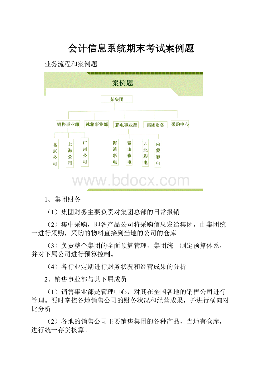 会计信息系统期末考试案例题.docx