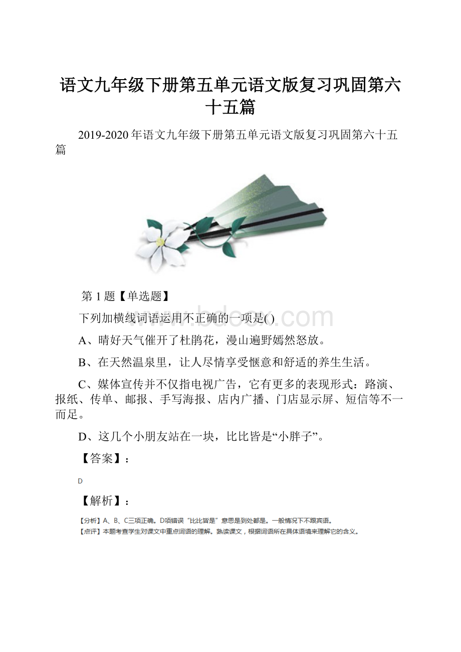 语文九年级下册第五单元语文版复习巩固第六十五篇.docx_第1页