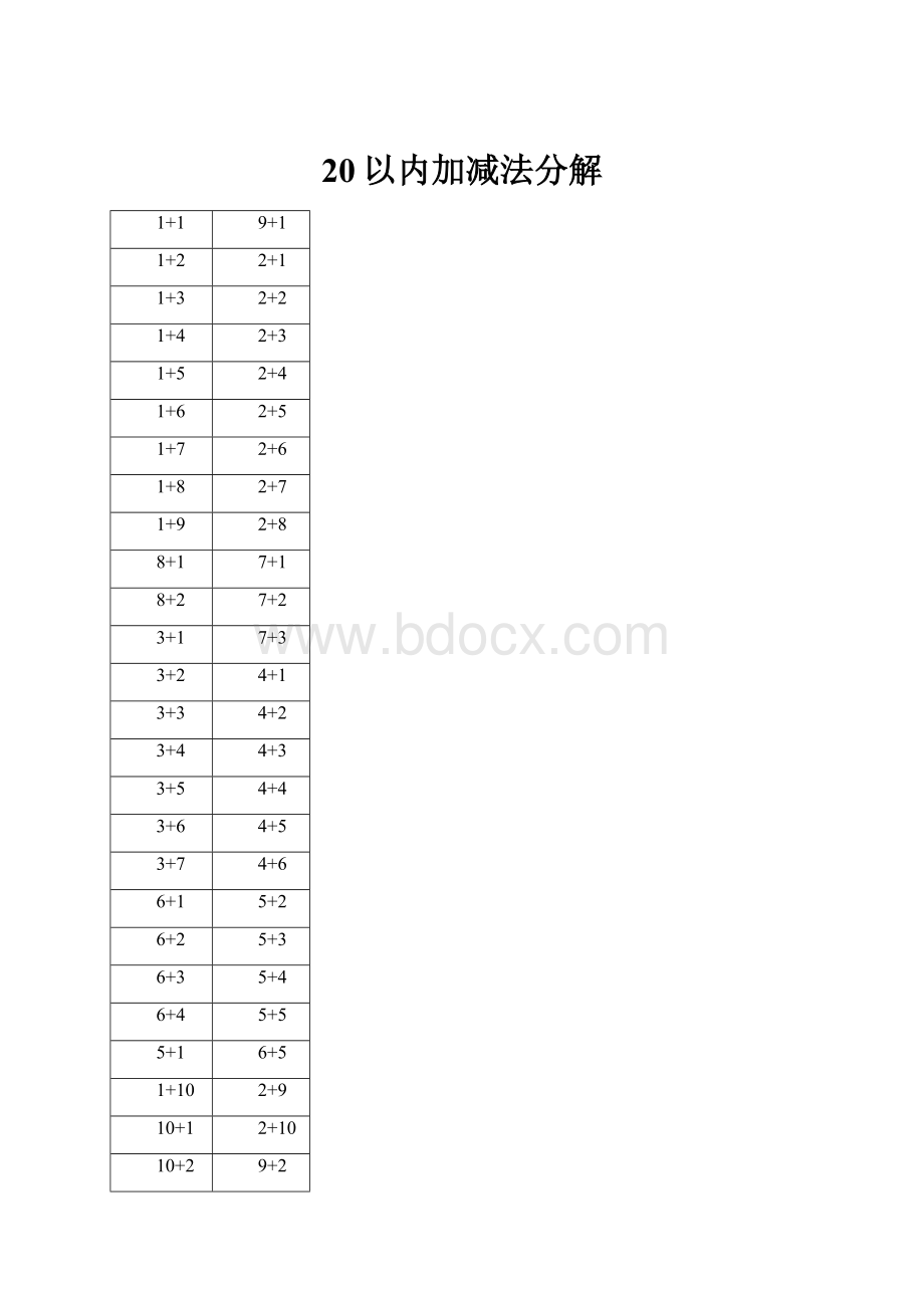 20以内加减法分解.docx