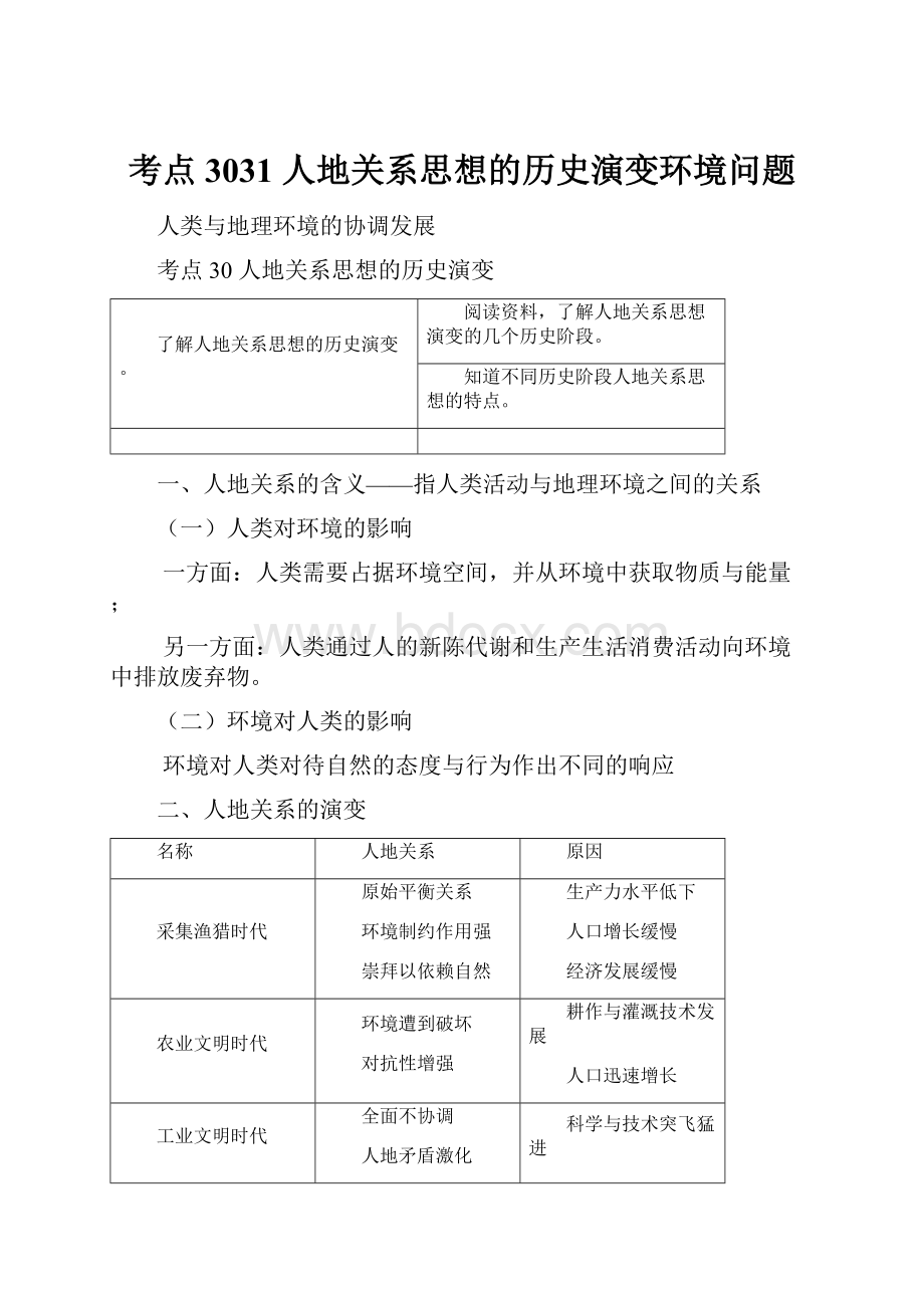 考点3031人地关系思想的历史演变环境问题.docx