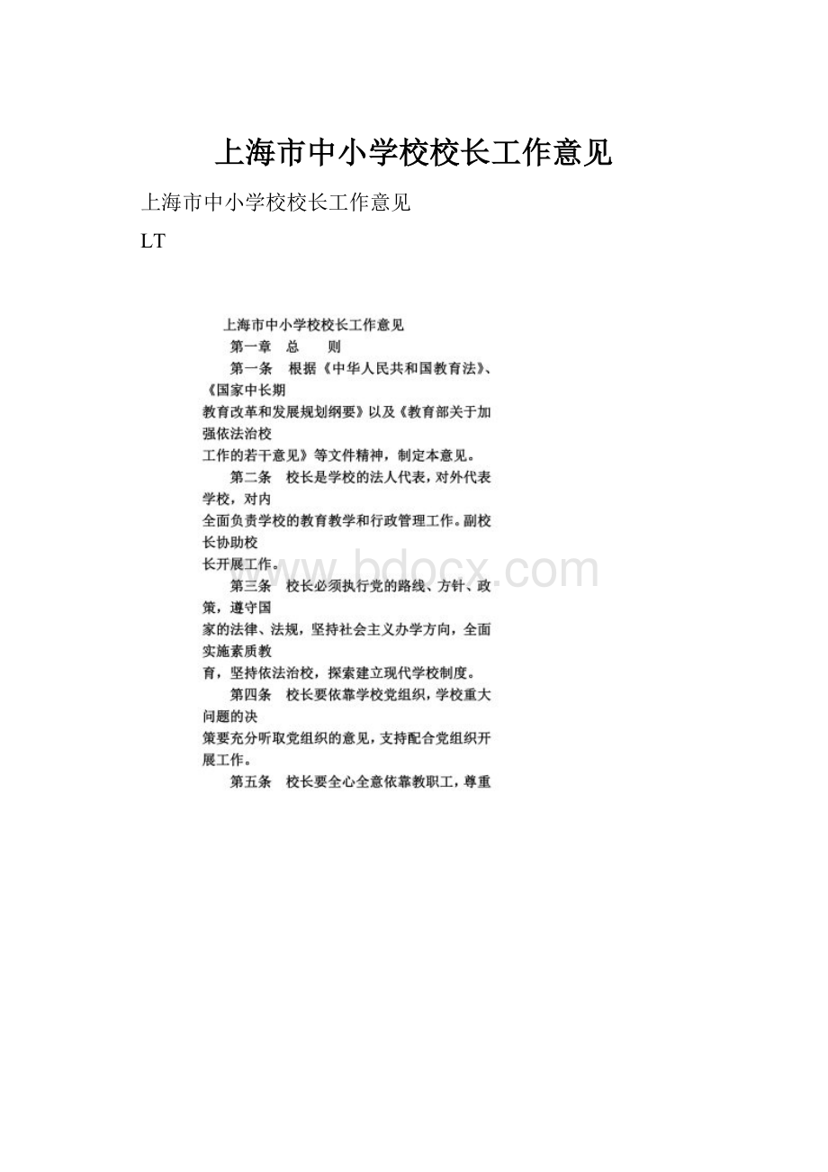 上海市中小学校校长工作意见.docx