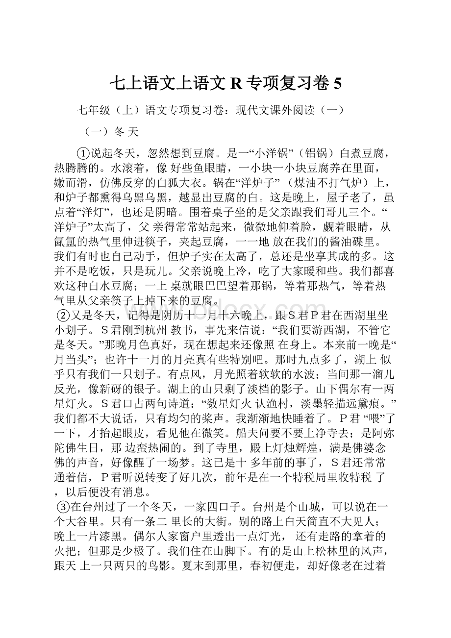 七上语文上语文R专项复习卷5.docx