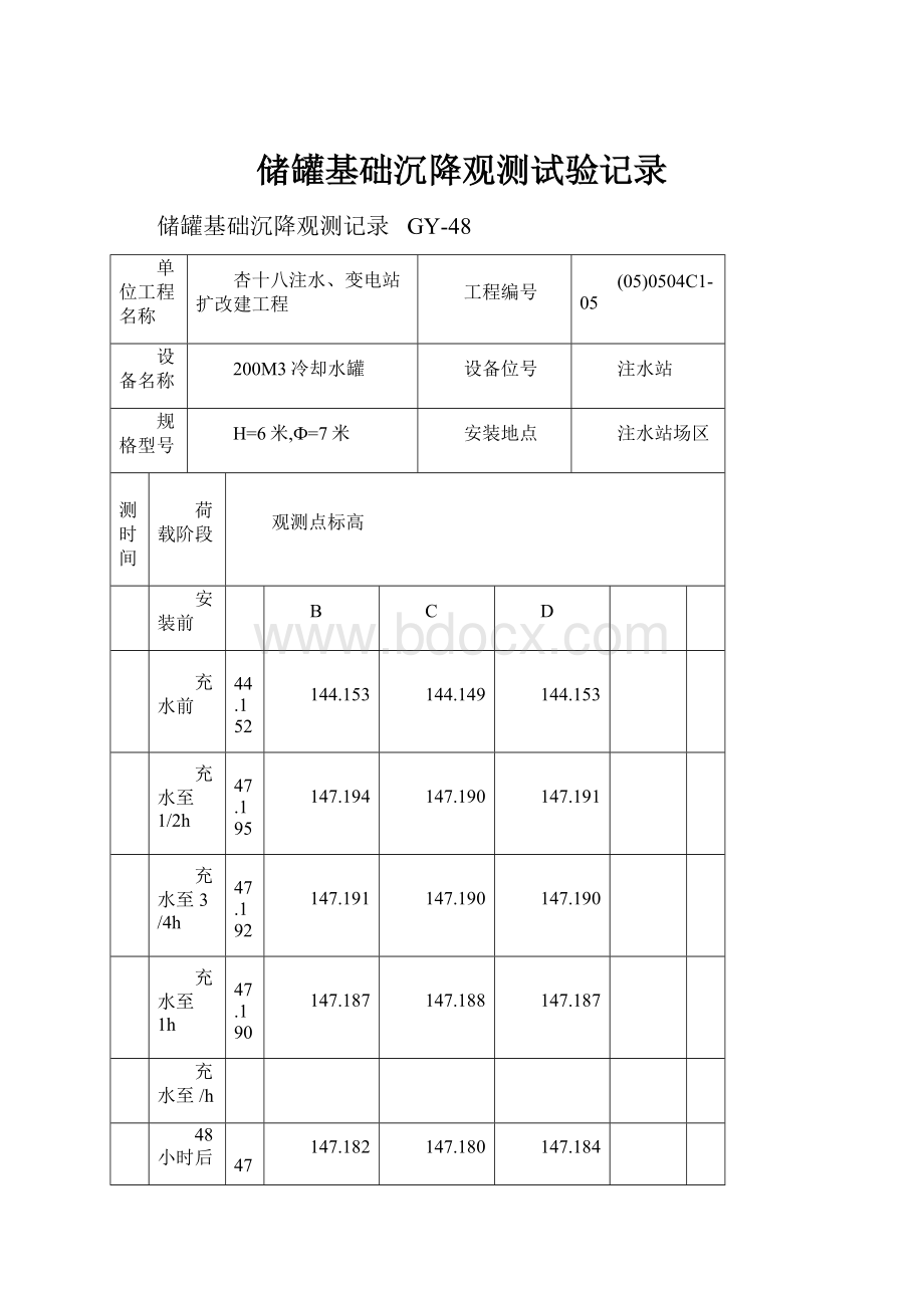 储罐基础沉降观测试验记录.docx_第1页