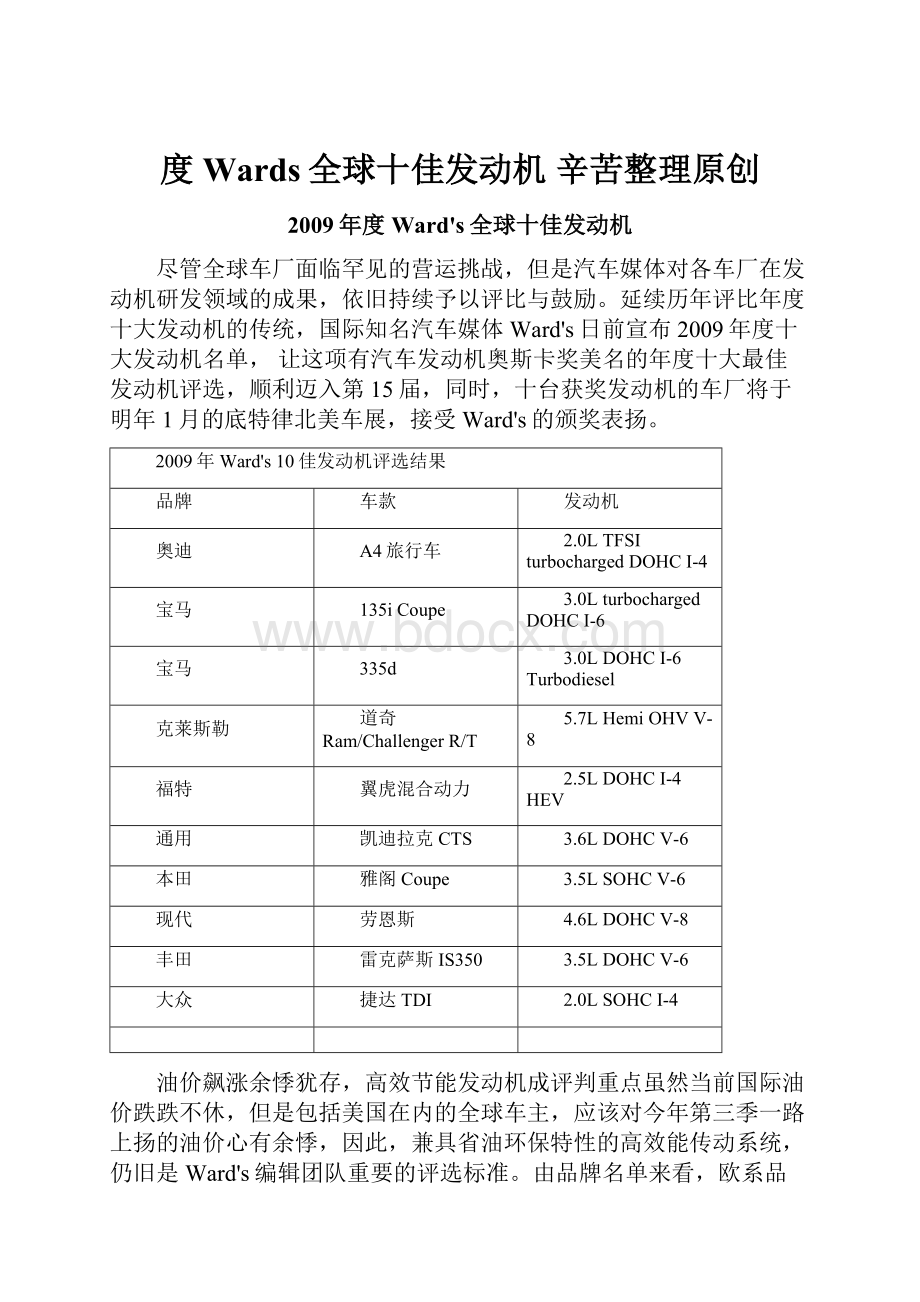 度Wards全球十佳发动机 辛苦整理原创.docx_第1页