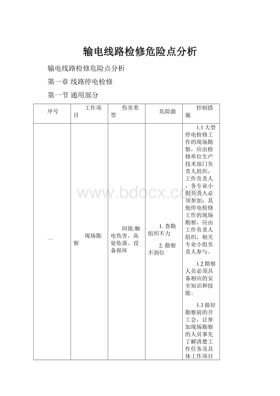 输电线路检修危险点分析.docx