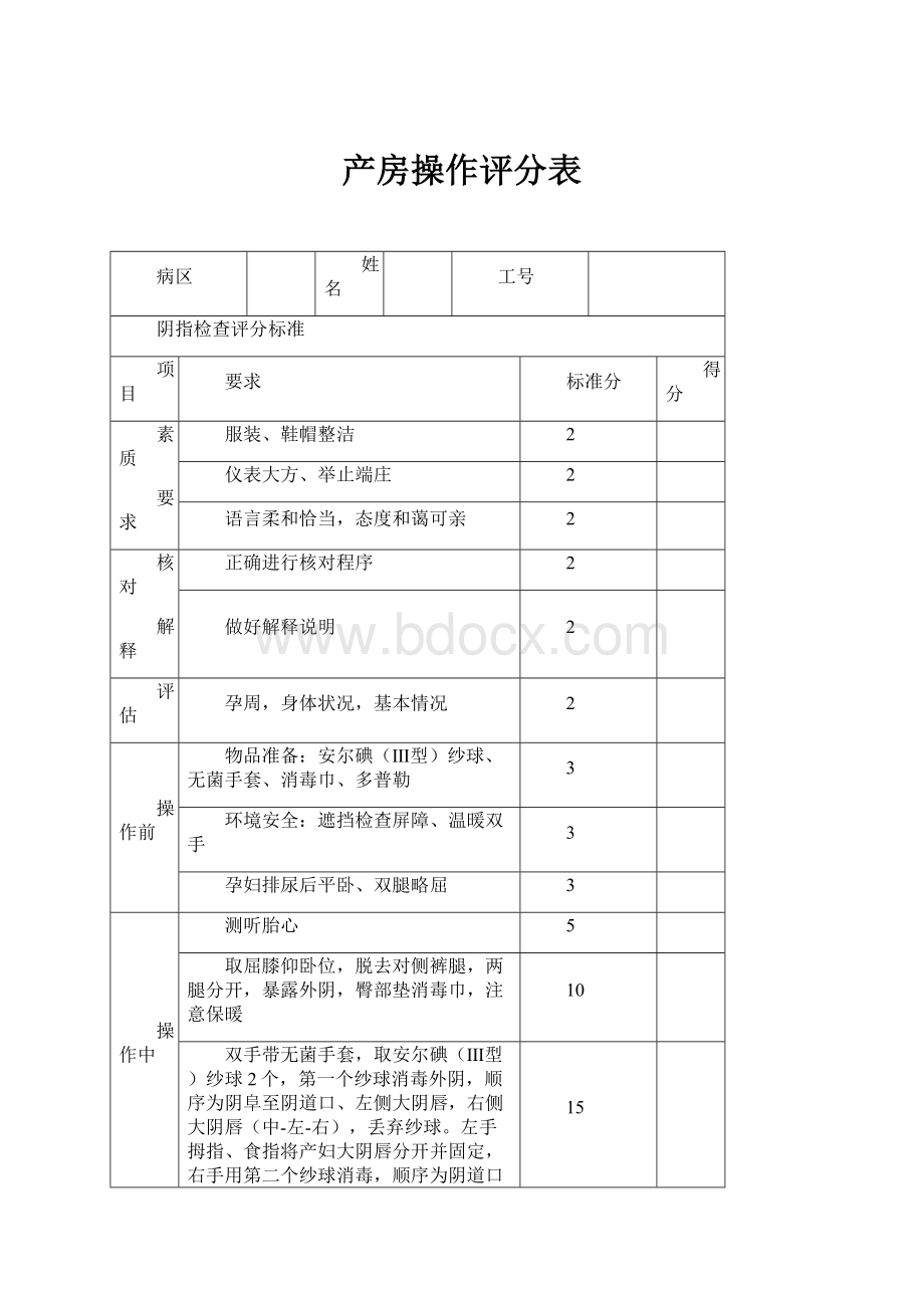 产房操作评分表.docx