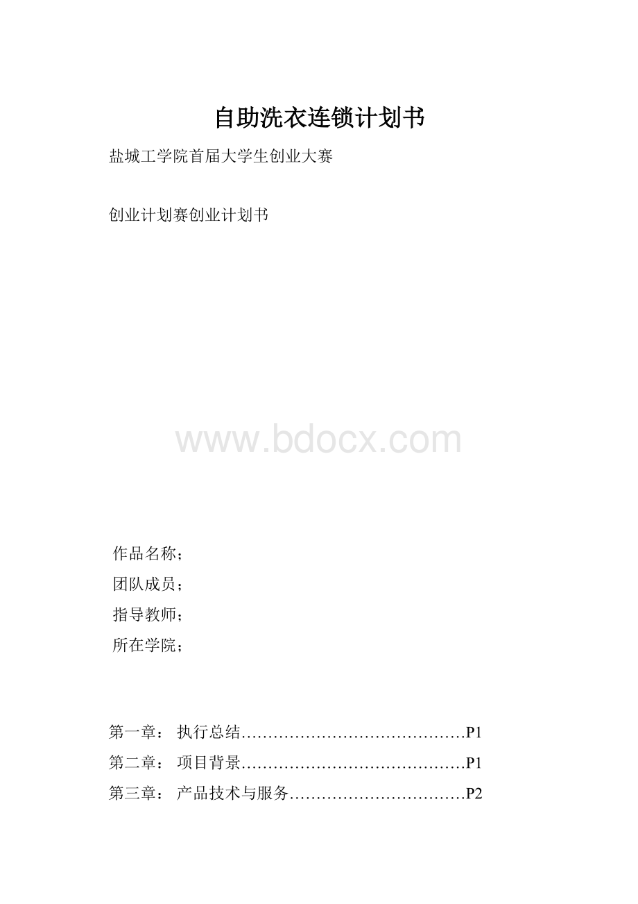 自助洗衣连锁计划书.docx_第1页