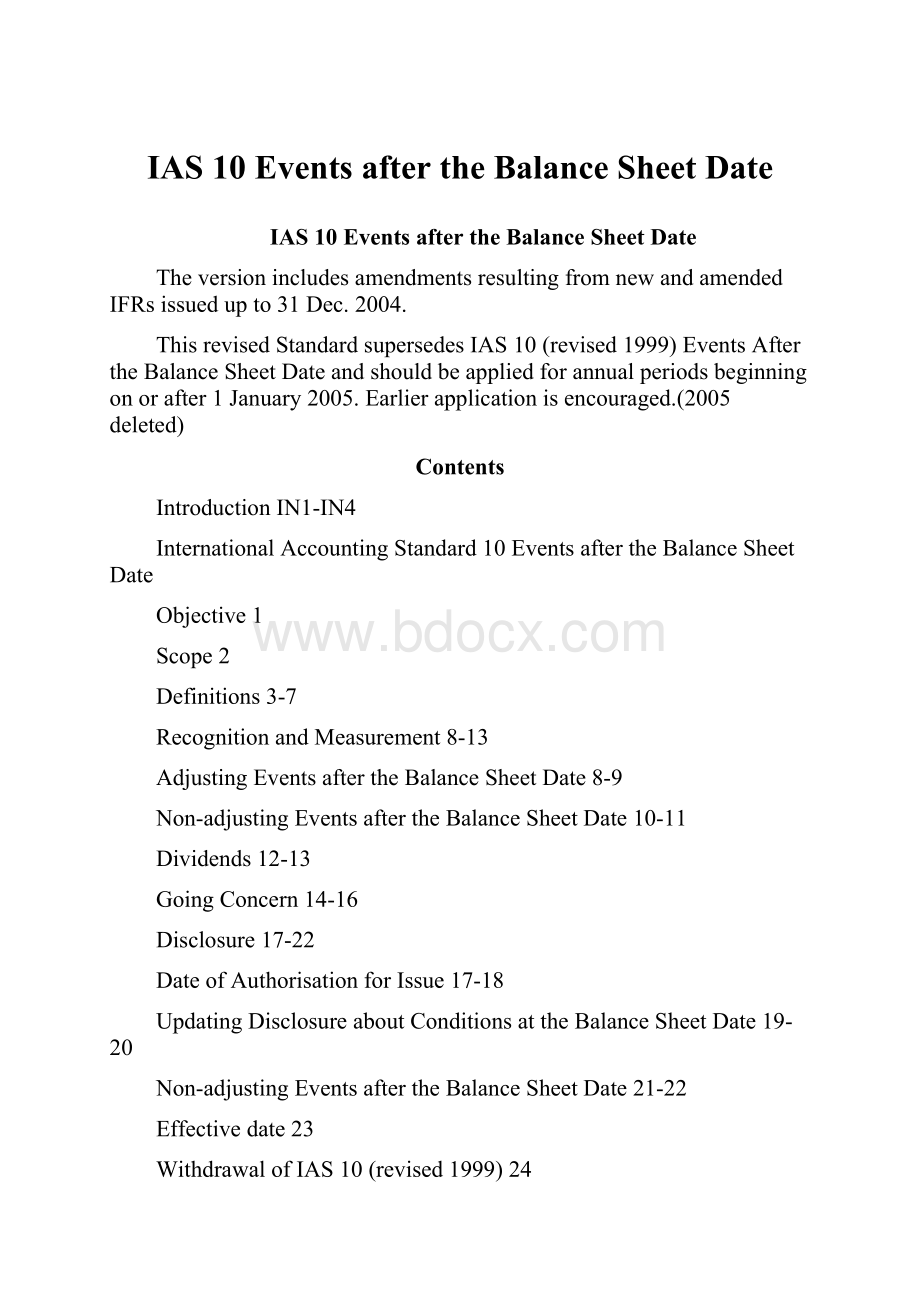 IAS 10 Events after the Balance Sheet Date.docx