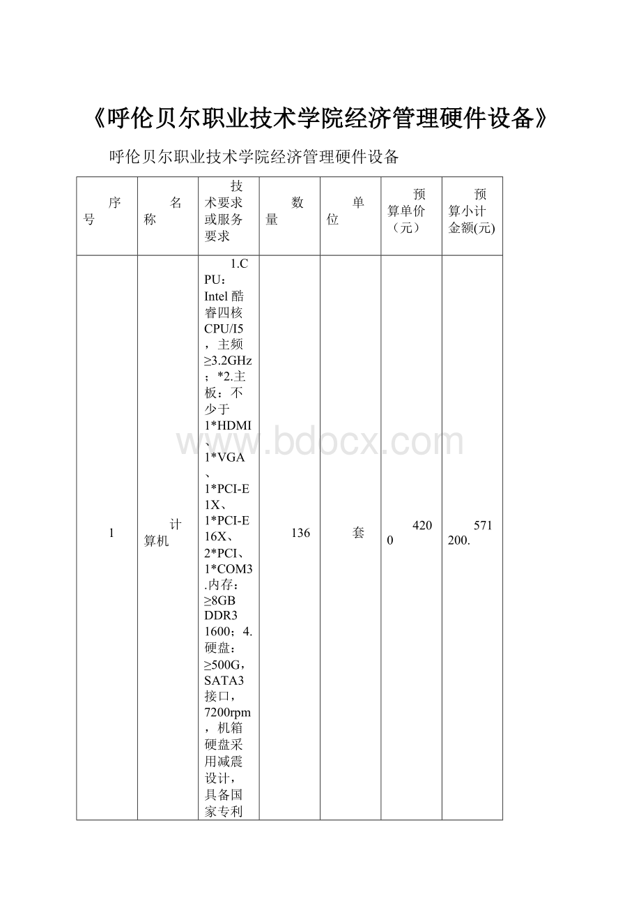 《呼伦贝尔职业技术学院经济管理硬件设备》.docx