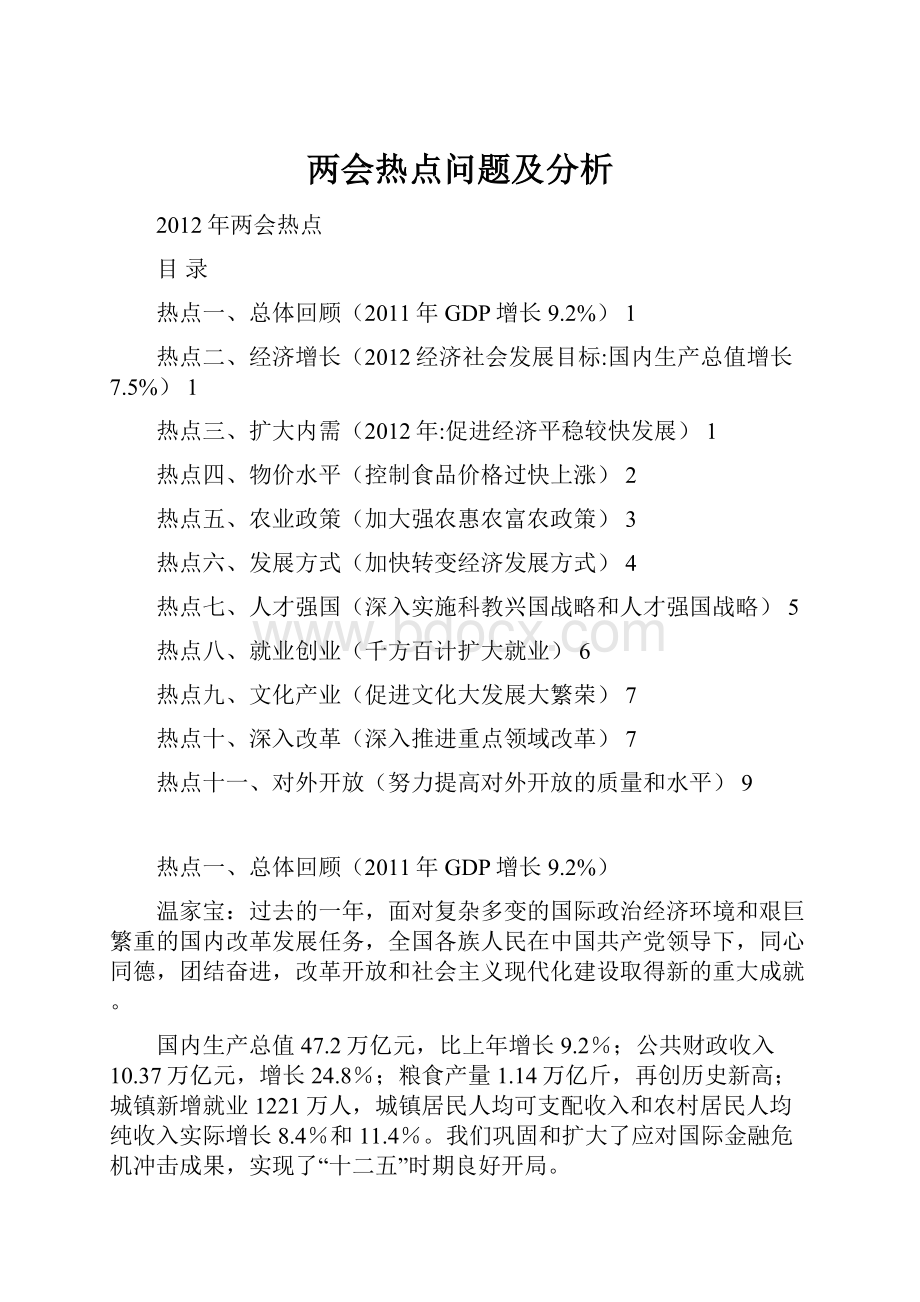 两会热点问题及分析.docx