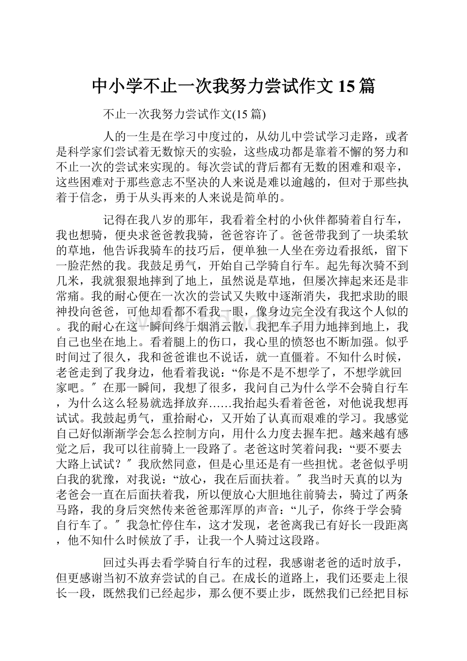 中小学不止一次我努力尝试作文15篇.docx