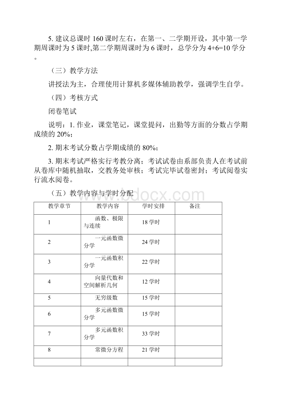 《微积分A》教学大纲教程.docx_第2页