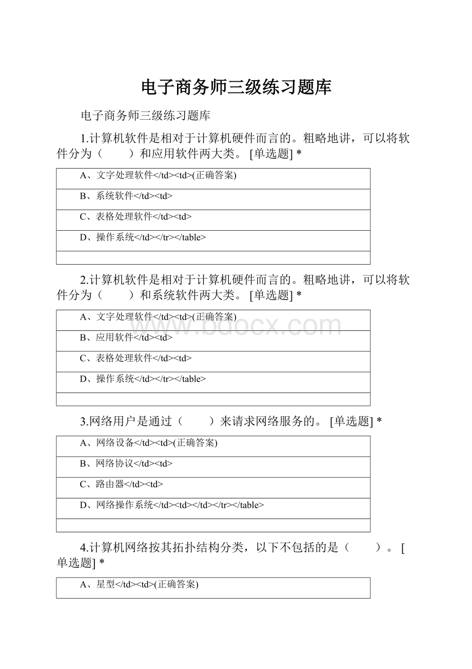 电子商务师三级练习题库.docx